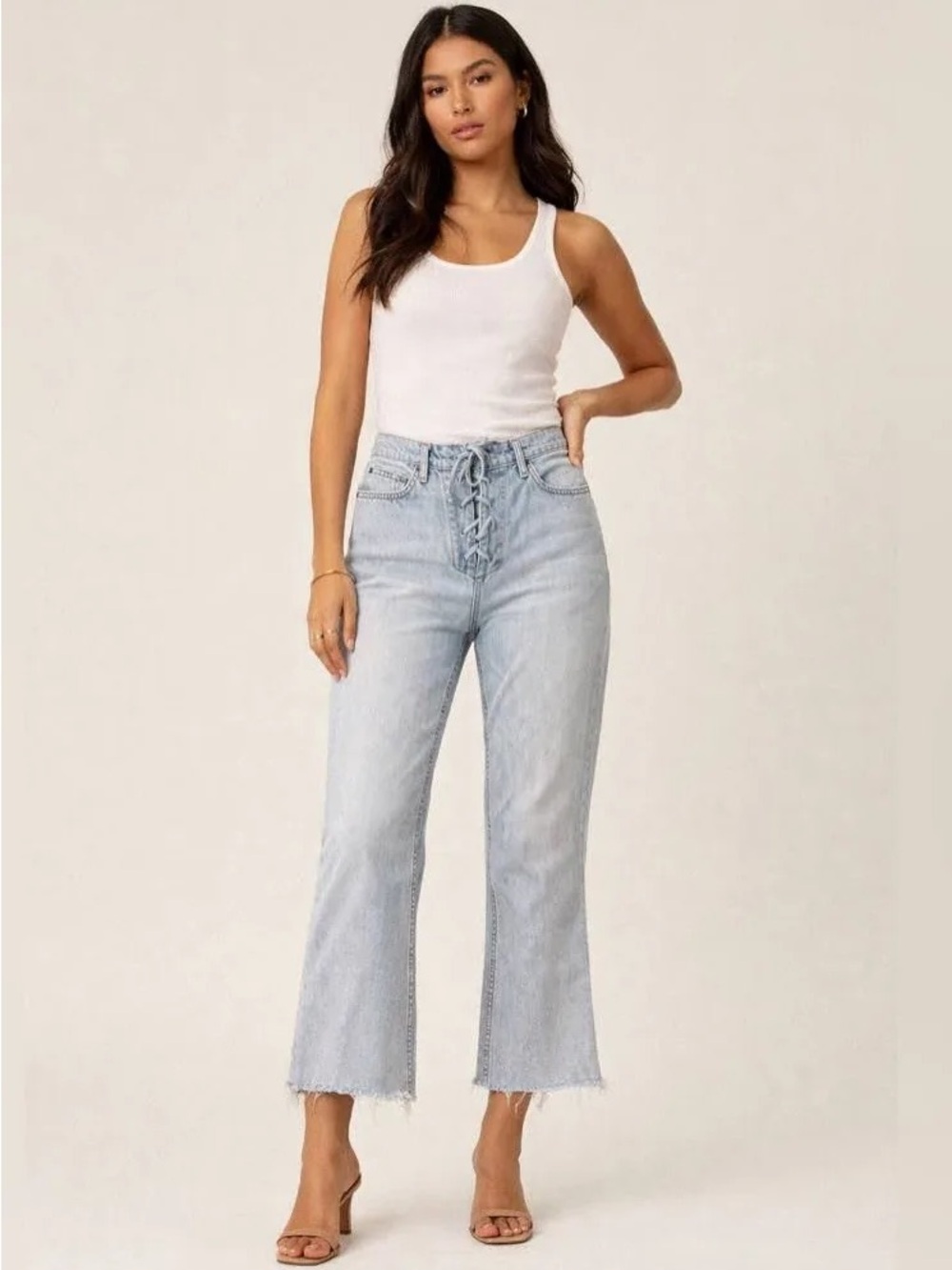 Reformation Corset Lace-Up Y2K Flare Wide Leg Denim Jeans Size 25 2000s